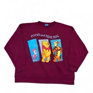 VTG 90s Disney Pooh and friends Winnie the Pooh Tigger crewneck maroon M men’s